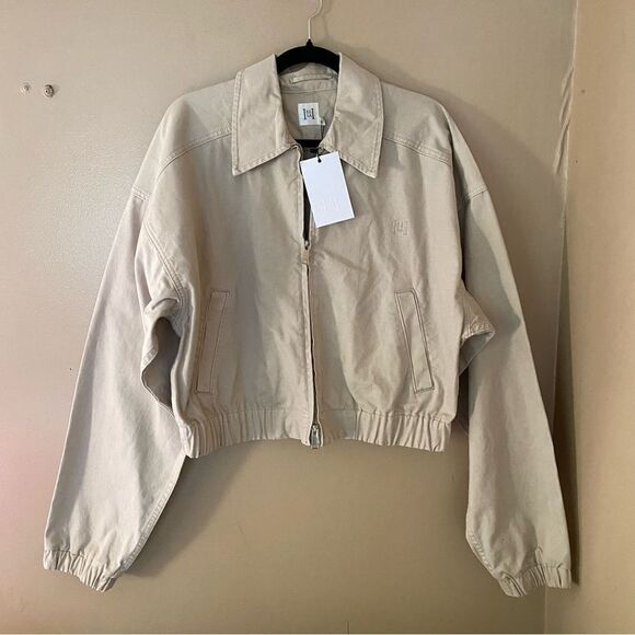 HELSA Workwear Bomber Jacket Cotton zip front khaki $358 Revolve FWRD Sold Out L - Picture 11 of 13